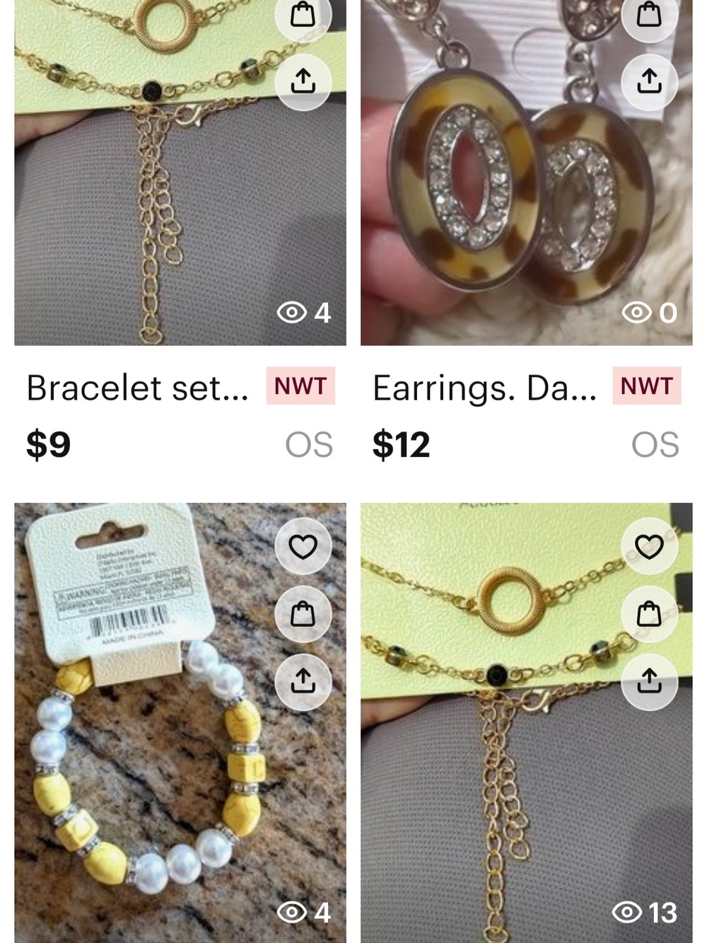 Bundle! 2 Gold-Tone Bracelet Sets w/Black Accent,Chunky Bracelet&Dangle Earrings